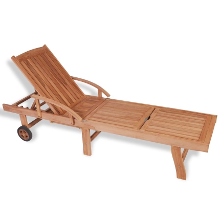 Sun Lounger Solid Teak Wood - Image 3