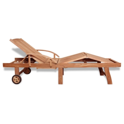 Sun Lounger Solid Teak Wood - Image 4