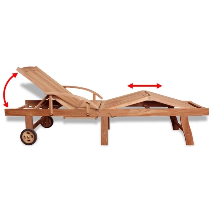 Sun Lounger Solid Teak Wood - Image 5