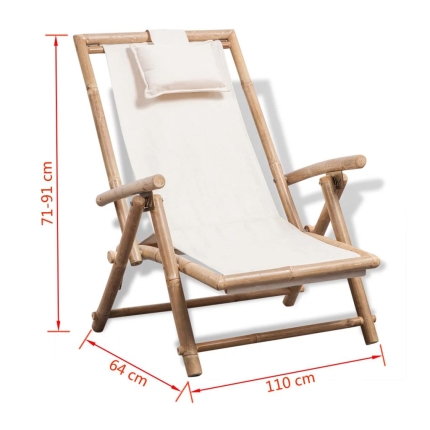 Outdoor Deck Chair Bamboo - Image 6