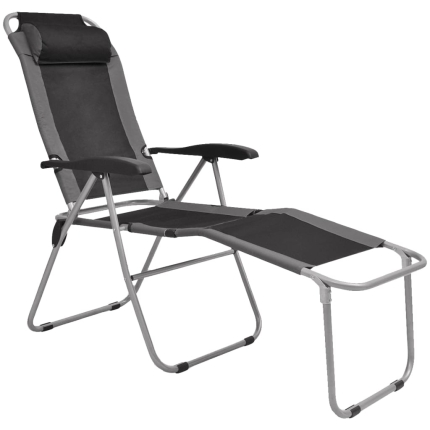 Reclining Camping Chairs 2 pcs Grey and Black - Image 2