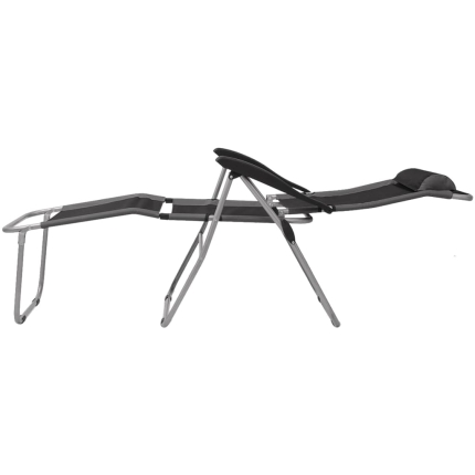 Reclining Camping Chairs 2 pcs Grey and Black - Image 3