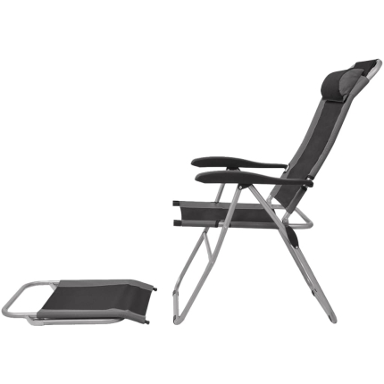 Reclining Camping Chairs 2 pcs Grey and Black - Image 4
