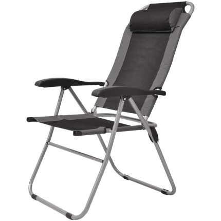 Reclining Camping Chairs 2 pcs Grey and Black - Image 5