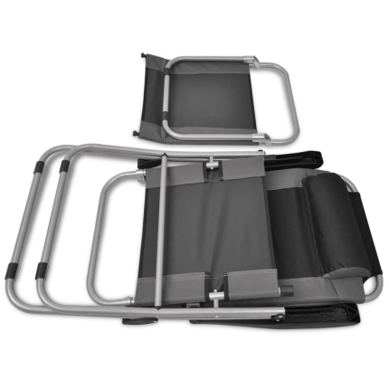 Reclining Camping Chairs 2 pcs Grey and Black - Image 9