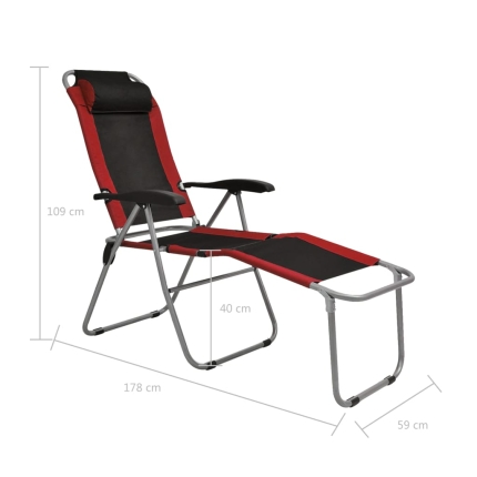Reclining Camping Chairs 2 pcs Red and Black - Image 10