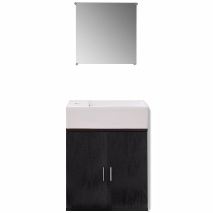 Three Piece Bathroom Furniture and Basin Set Black - Image 3