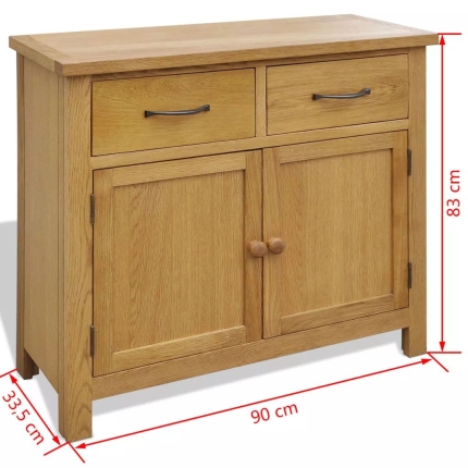 Sideboard 90x33,5x83 cm Solid Oak Wood - Image 6