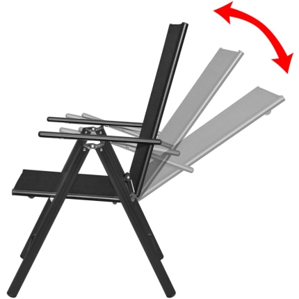 7 Piece Outdoor Dining Set with Folding Chairs Aluminium Black - Image 5