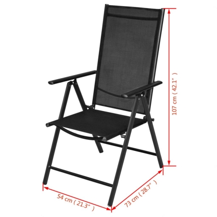 7 Piece Outdoor Dining Set with Folding Chairs Aluminium Black - Image 8