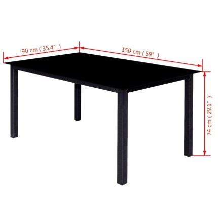 7 Piece Outdoor Dining Set with Folding Chairs Aluminium Black - Image 9