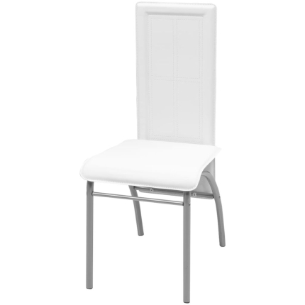 Dining Chairs 4 pcs White Faux Leather - Image 3