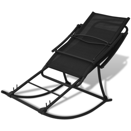 Garden Rocking Chair Steel and Textilene Black - Image 3