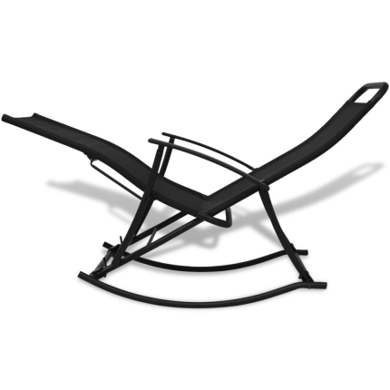 Garden Rocking Chair Steel and Textilene Black - Image 4