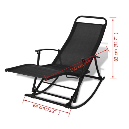 Garden Rocking Chair Steel and Textilene Black - Image 8