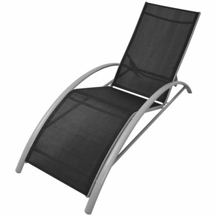 Sun Loungers with Table Aluminium Black - Image 4