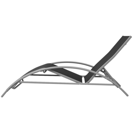 Sun Loungers with Table Aluminium Black - Image 5