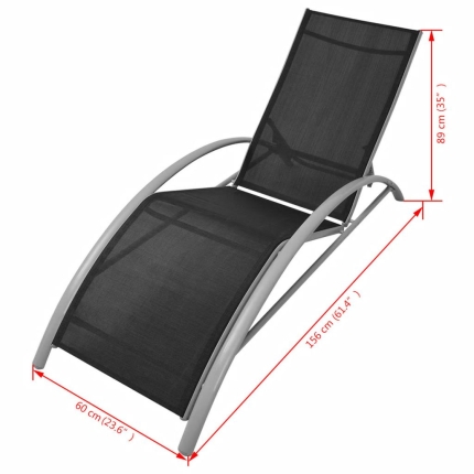Sun Loungers with Table Aluminium Black - Image 7