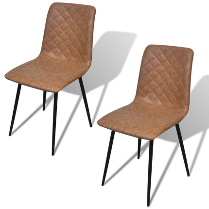 Dining Chairs 2 pcs Brown Faux Leather - Image 2