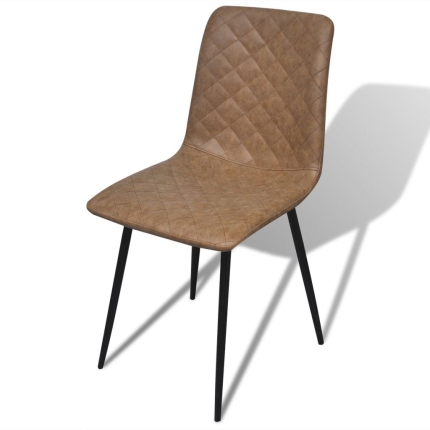 Dining Chairs 2 pcs Brown Faux Leather - Image 6