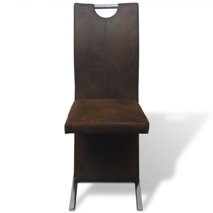 Dining Chairs 2 pcs Brown Fabric - Image 2