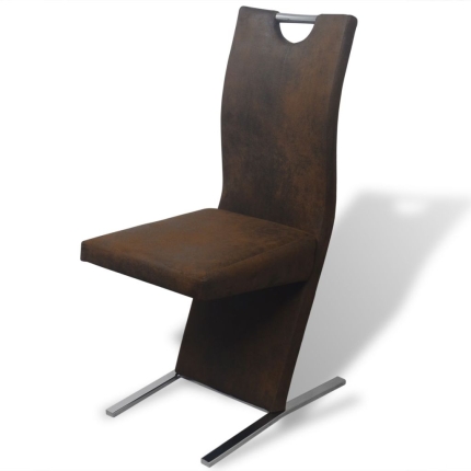 Dining Chairs 2 pcs Brown Fabric - Image 3