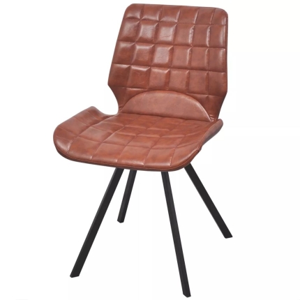 Dining Chairs 2 pcs Brown Faux Leather - Image 2