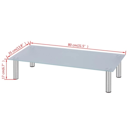 Monitor Riser/TV Stand 80x35x17 cm Glass White - Image 4