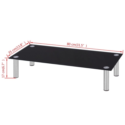 Monitor Riser/TV Stand 80x35x17 cm Glass Black - Image 4