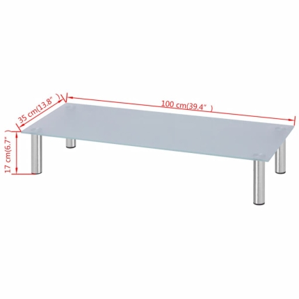 Monitor Riser/TV Stand 100x35x17 cm Glass White - Image 4