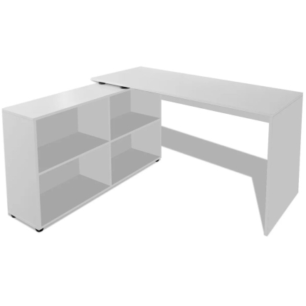 Corner Desk 4 Shelves White - Image 2