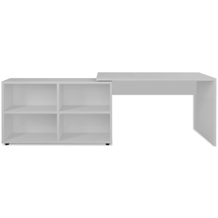 Corner Desk 4 Shelves White - Image 3