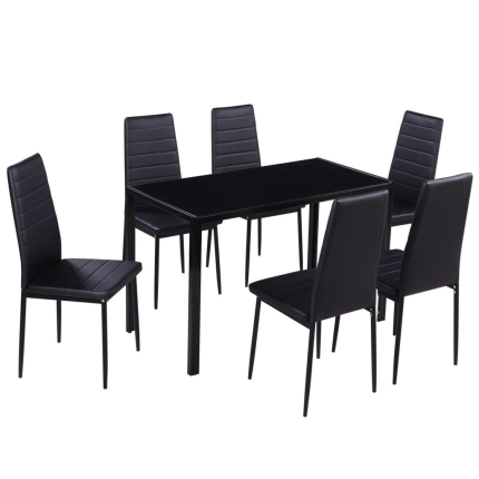 Seven Piece Dining Table Set Black - Image 2
