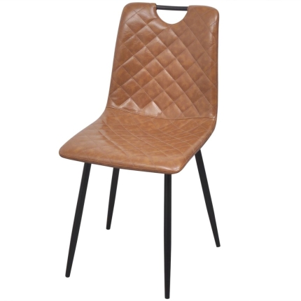 Dining Chairs 2 pcs Light Brown Faux Leather - Image 3
