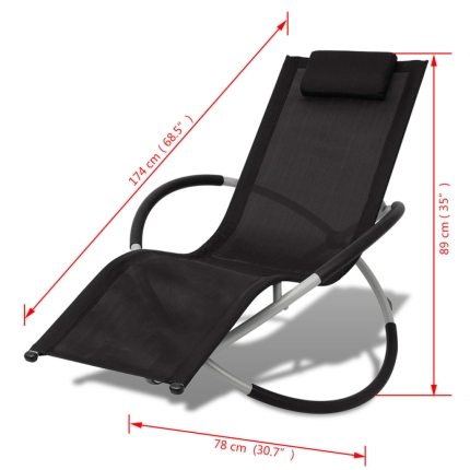 Outdoor Geometrical Sun Lounger Steel Black and Grey - Image 8