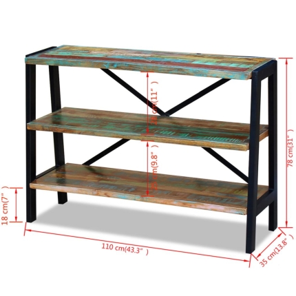 Sideboard 3 Shelves Solid Reclaimed Wood - Image 8