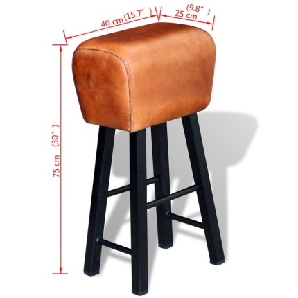 Bar Stool Black and Brown Real Leather - Image 4