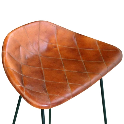 Bar Chairs 2 pcs Black and Brown Real Leather - Image 4