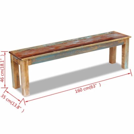 Bench Solid Reclaimed Wood 160x35x46 cm - Image 8