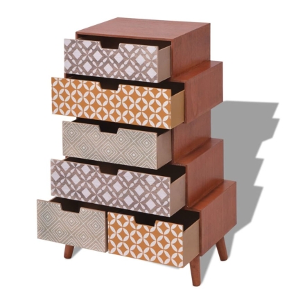 Side Cabinet 6 Drawers Brown - Image 4