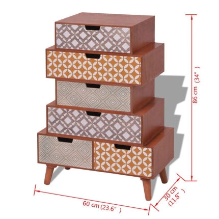 Side Cabinet 6 Drawers Brown - Image 6