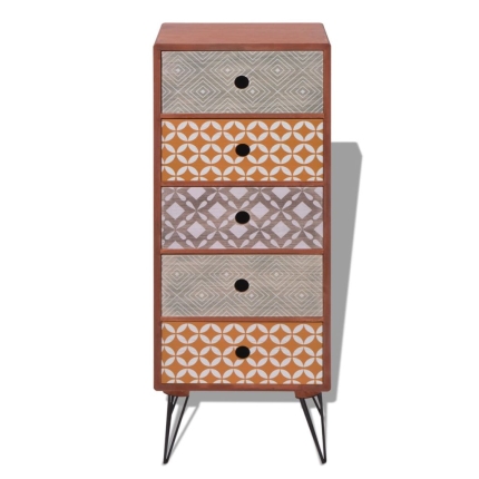 Side Cabinet 5 Drawers Brown - Image 3