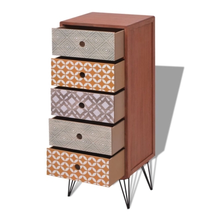 Side Cabinet 5 Drawers Brown - Image 4