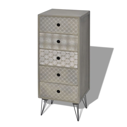 Side Cabinet 5 Drawers Grey - Image 2