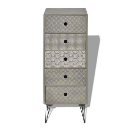 Side Cabinet 5 Drawers Grey - Image 3
