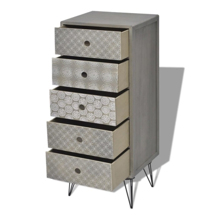 Side Cabinet 5 Drawers Grey - Image 4