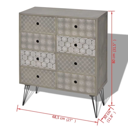 Sideboard 8 Drawers Grey - Image 5