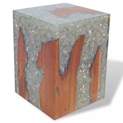 Stool Solid Teak Wood and Resin - Image 2