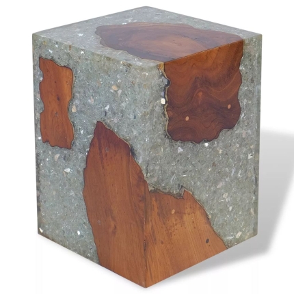 Stool Solid Teak Wood and Resin - Image 3