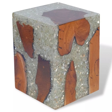 Stool Solid Teak Wood and Resin - Image 4